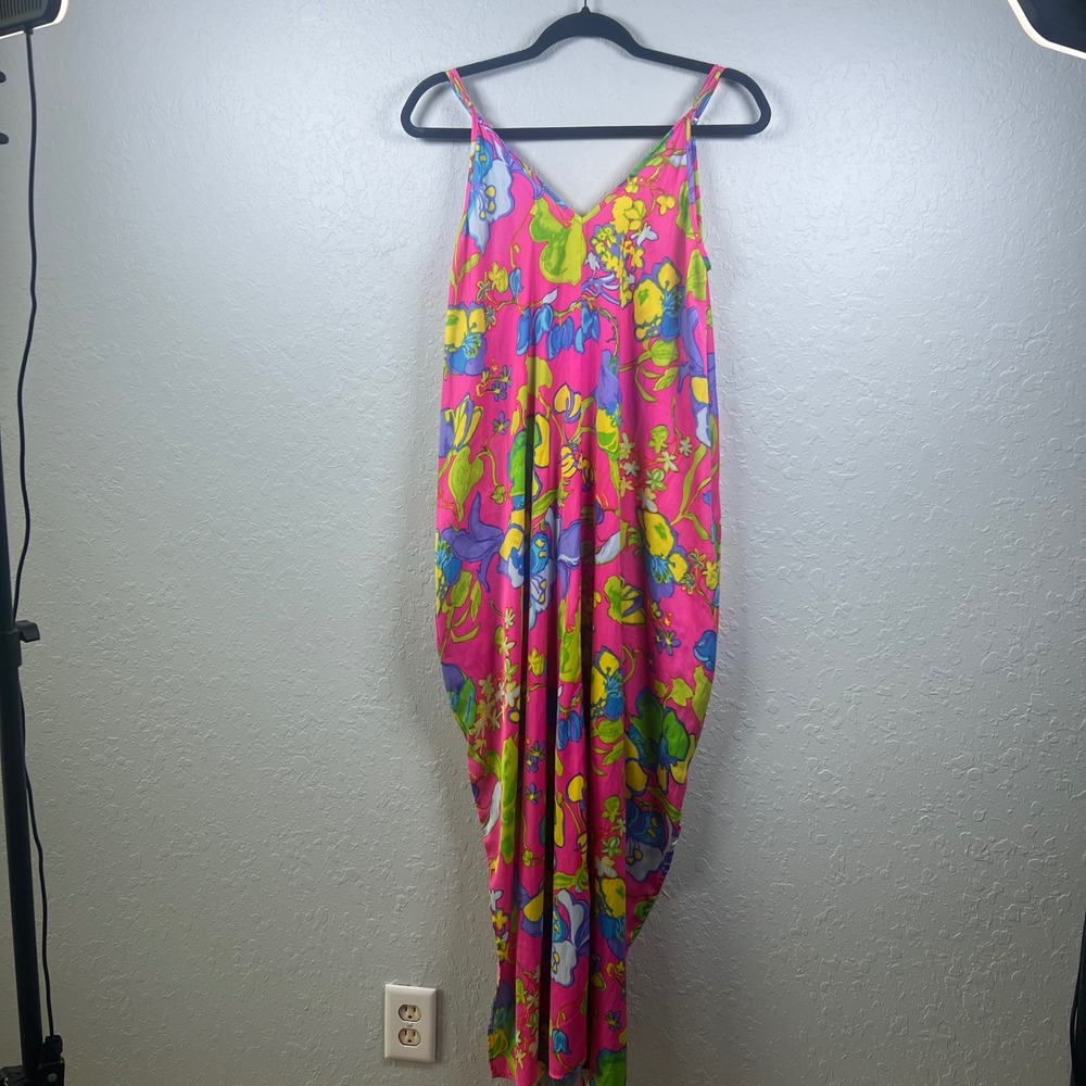 Van Winkle & Co Maxi Dress Boho Women Festival Floral Psychedelic M Pink Multi